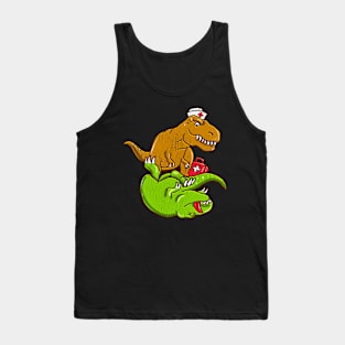 T Rex Performing CPR EMT Nurse Doctor Dinosaur Lover Tank Top